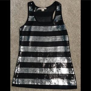 Sequin tank top, M, black and silver